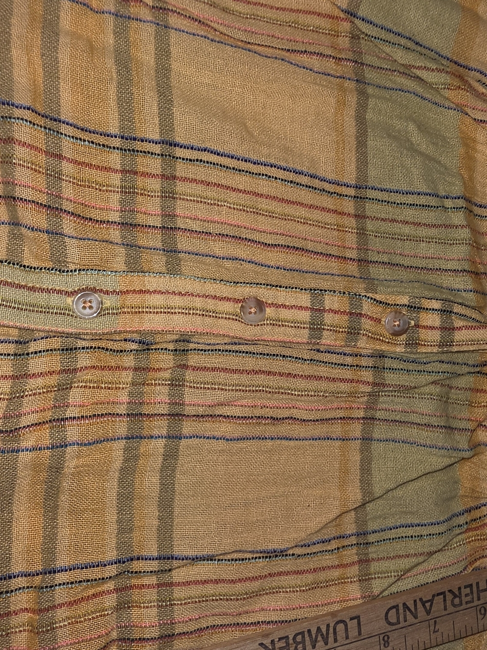 Pilcro Anthropologie XL Plaid Gauze Button Front Yoke Top Mustard Yellow Boho - Picture 8 of 10